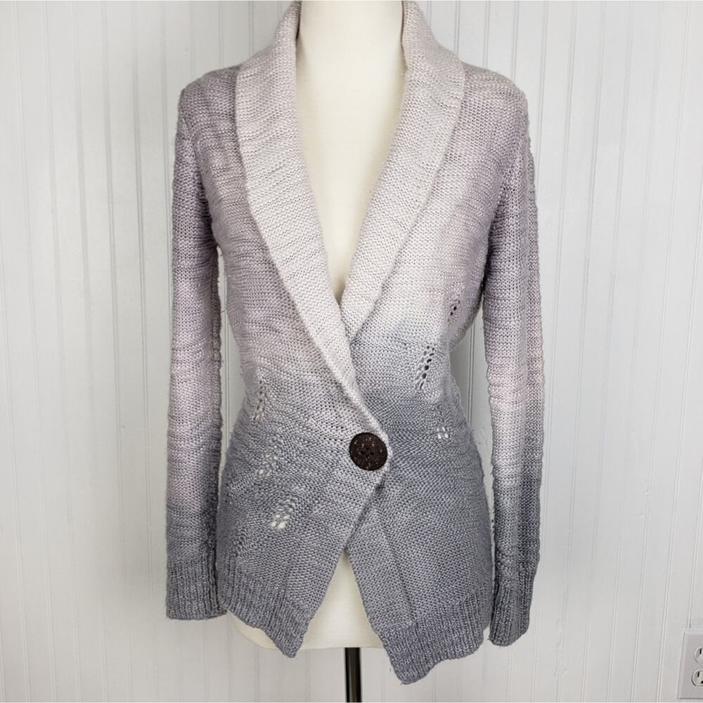 Element Ombre Grey Lace Knit Cardigan Size Medium